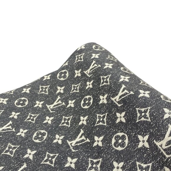 LOUIS VUITTON - Dark Gray Cream Scarf Cotton Wool Silk 477-080725 - Picture 4 of 5